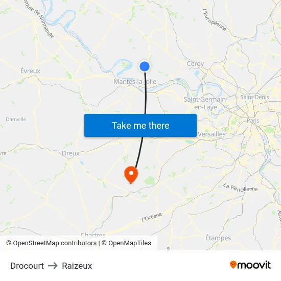 Drocourt to Raizeux map