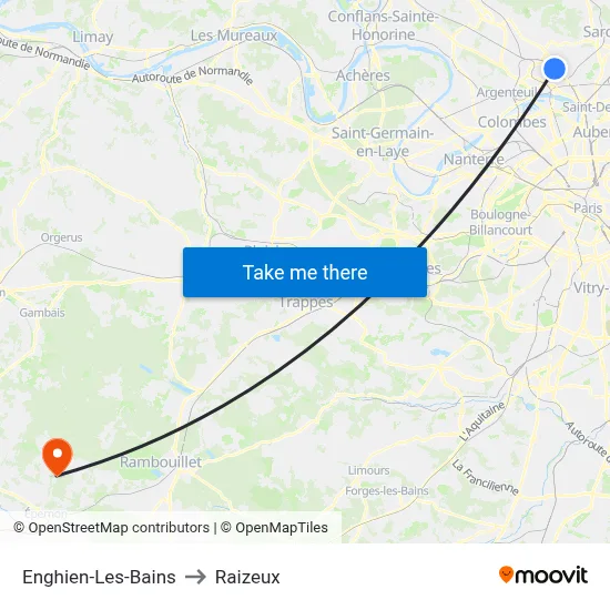 Enghien-Les-Bains to Raizeux map