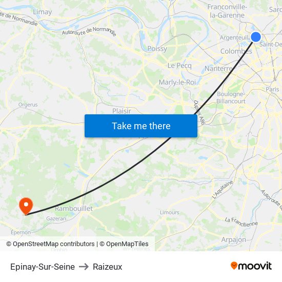 Epinay-Sur-Seine to Raizeux map