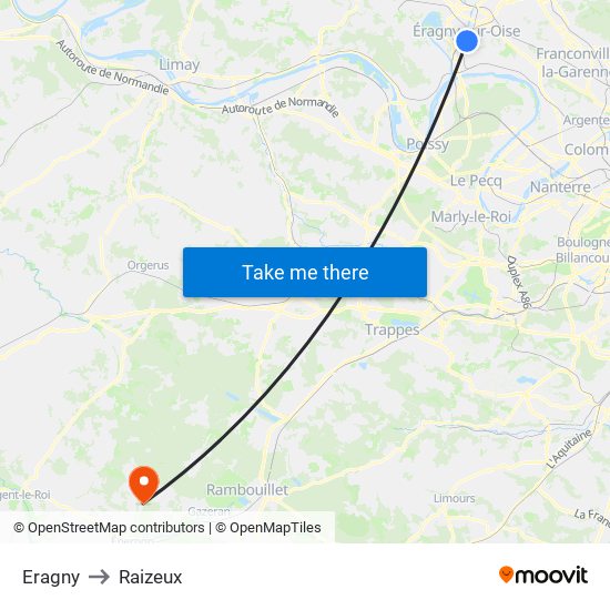 Eragny to Raizeux map