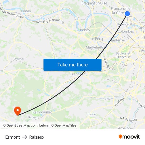 Ermont to Raizeux map