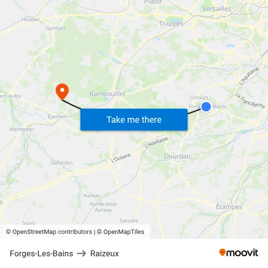 Forges-Les-Bains to Raizeux map