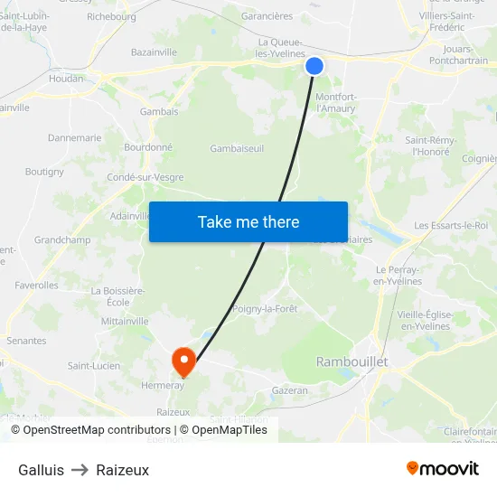 Galluis to Raizeux map
