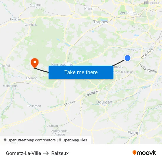 Gometz-La-Ville to Raizeux map