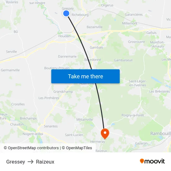 Gressey to Raizeux map