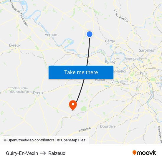 Guiry-En-Vexin to Raizeux map
