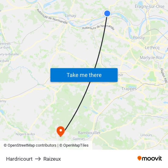Hardricourt to Raizeux map