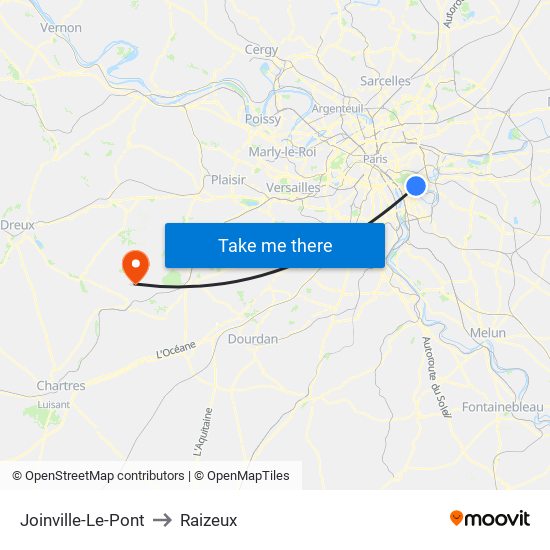 Joinville-Le-Pont to Raizeux map