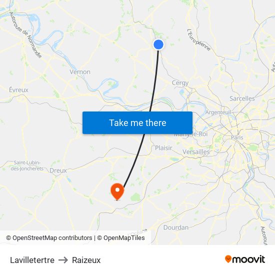 Lavilletertre to Raizeux map