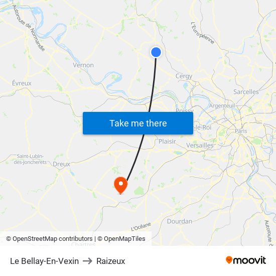 Le Bellay-En-Vexin to Raizeux map