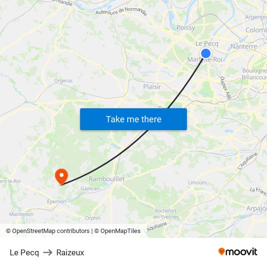 Le Pecq to Raizeux map