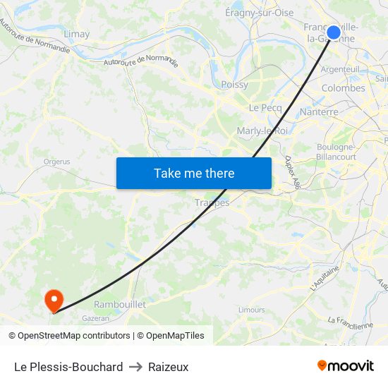 Le Plessis-Bouchard to Raizeux map