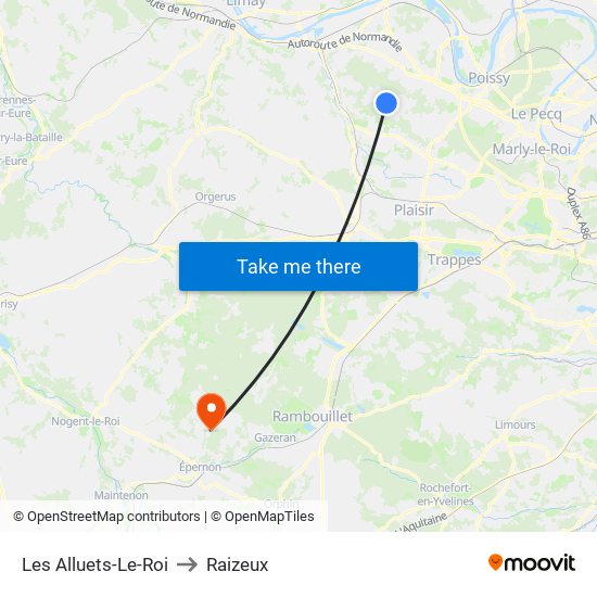 Les Alluets-Le-Roi to Raizeux map
