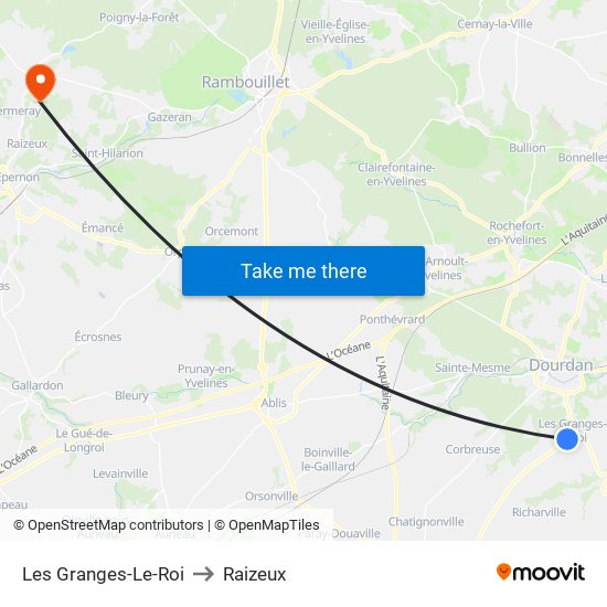 Les Granges-Le-Roi to Raizeux map