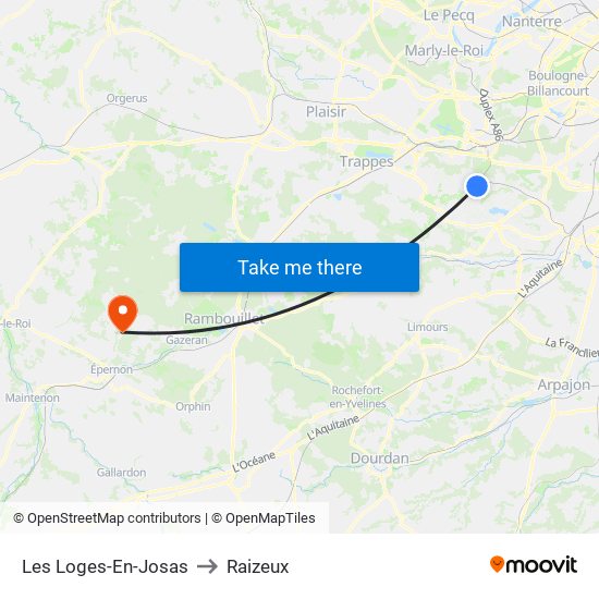Les Loges-En-Josas to Raizeux map