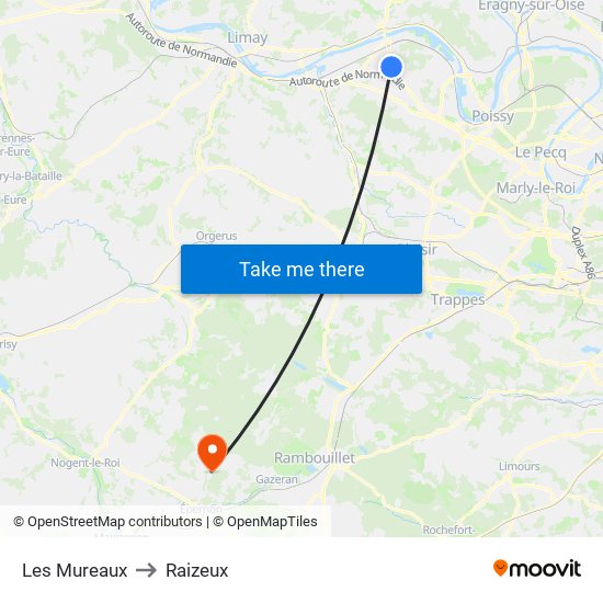 Les Mureaux to Raizeux map