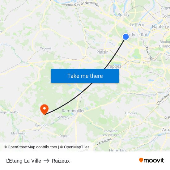 L'Etang-La-Ville to Raizeux map