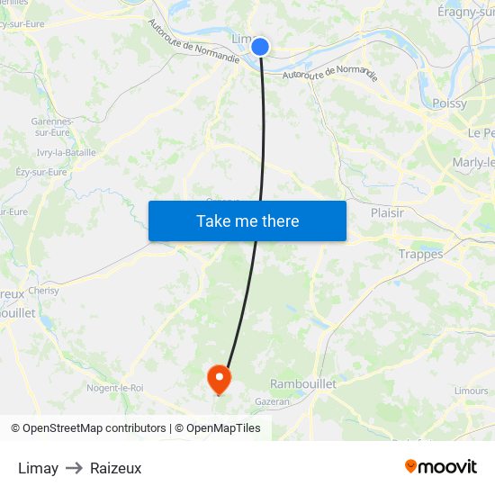 Limay to Raizeux map