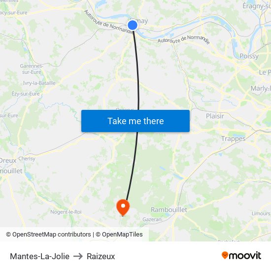 Mantes-La-Jolie to Raizeux map