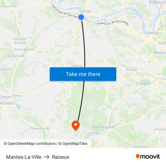 Mantes-La-Ville to Raizeux map