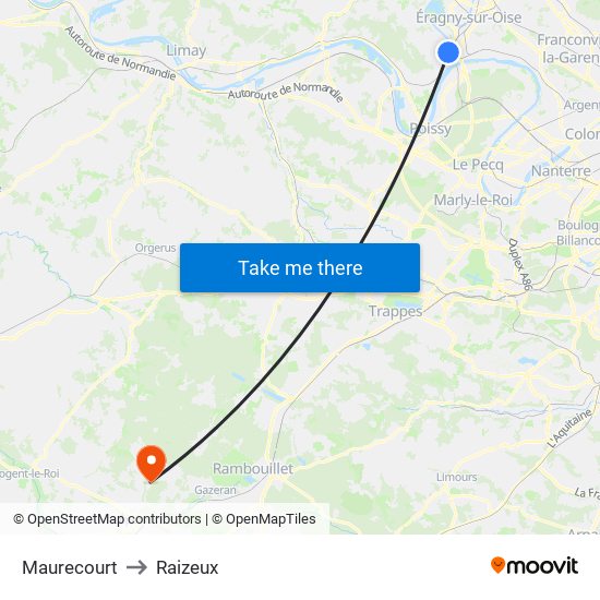 Maurecourt to Raizeux map