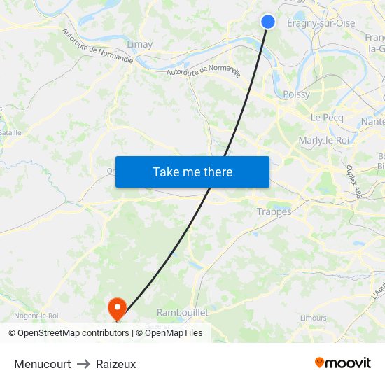 Menucourt to Raizeux map