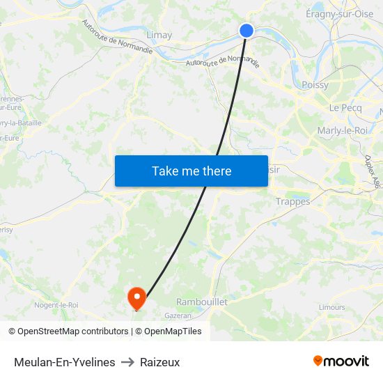 Meulan-En-Yvelines to Raizeux map