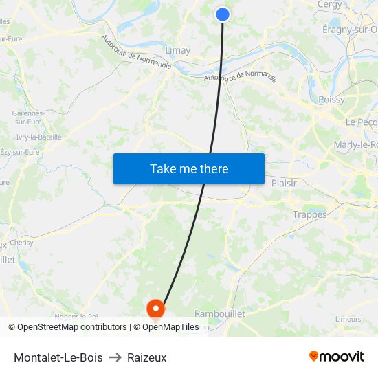 Montalet-Le-Bois to Raizeux map