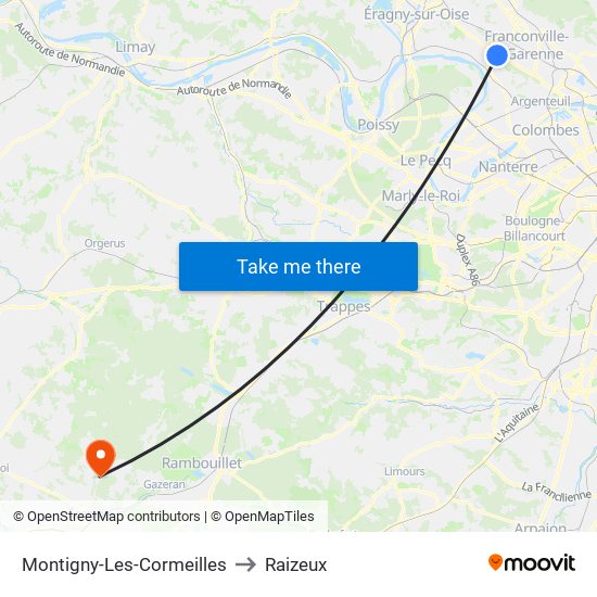 Montigny-Les-Cormeilles to Raizeux map