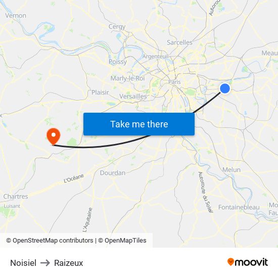 Noisiel to Raizeux map
