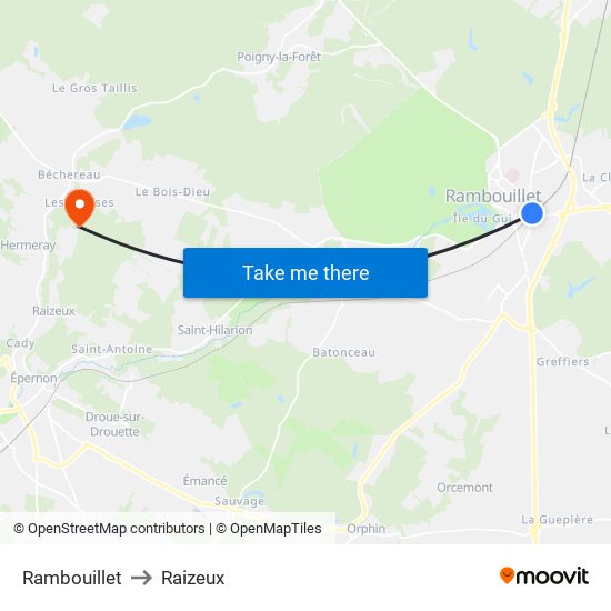 Rambouillet to Raizeux map