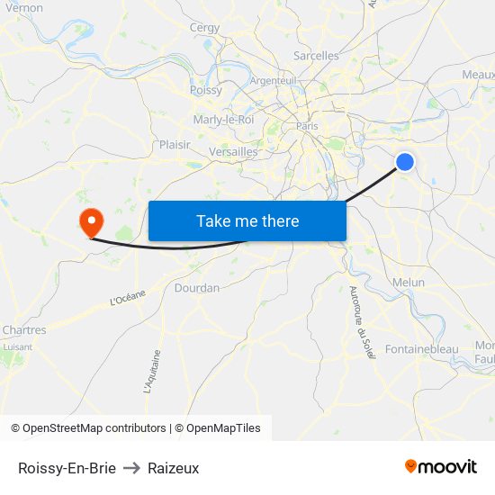 Roissy-En-Brie to Raizeux map