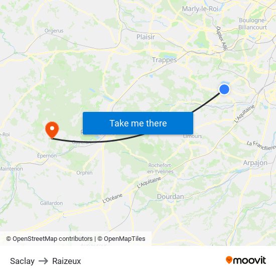 Saclay to Raizeux map