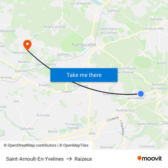 Saint-Arnoult-En-Yvelines to Raizeux map