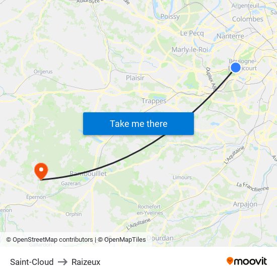 Saint-Cloud to Raizeux map