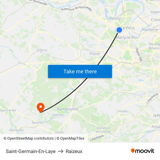Saint-Germain-En-Laye to Raizeux map