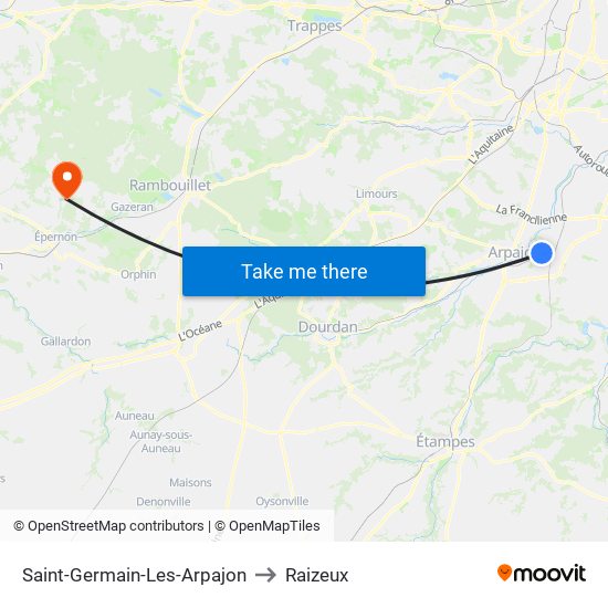 Saint-Germain-Les-Arpajon to Raizeux map
