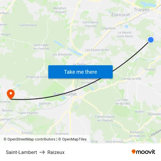 Saint-Lambert to Raizeux map