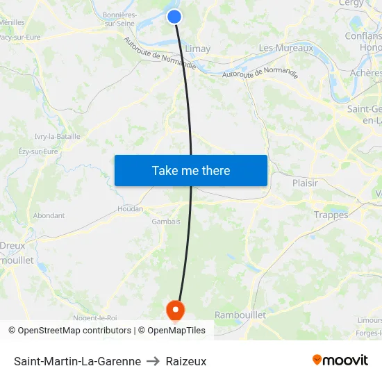 Saint-Martin-La-Garenne to Raizeux map