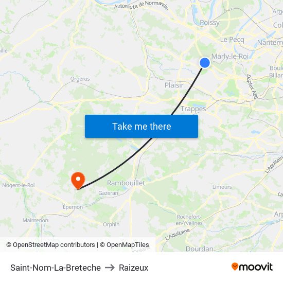 Saint-Nom-La-Breteche to Raizeux map