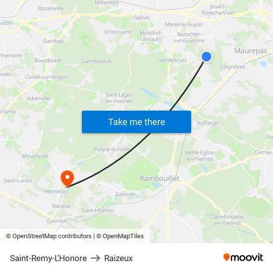 Saint-Remy-L'Honore to Raizeux map