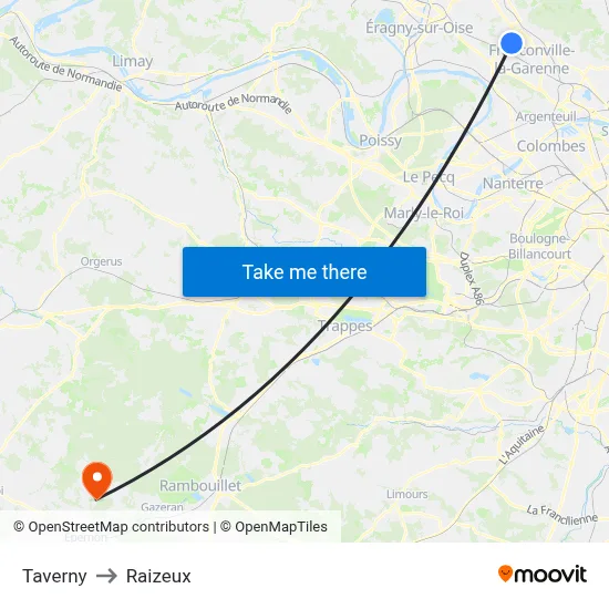 Taverny to Raizeux map