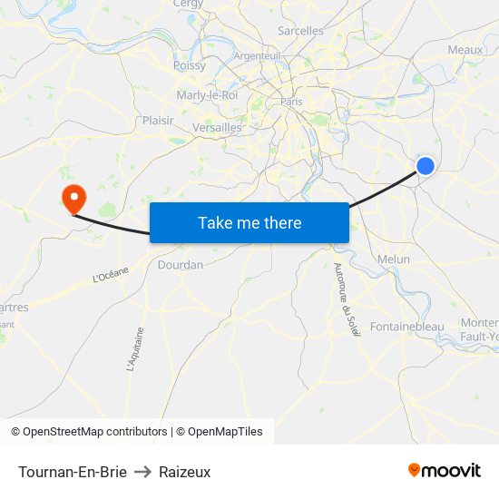 Tournan-En-Brie to Raizeux map