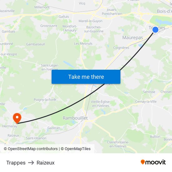 Trappes to Raizeux map
