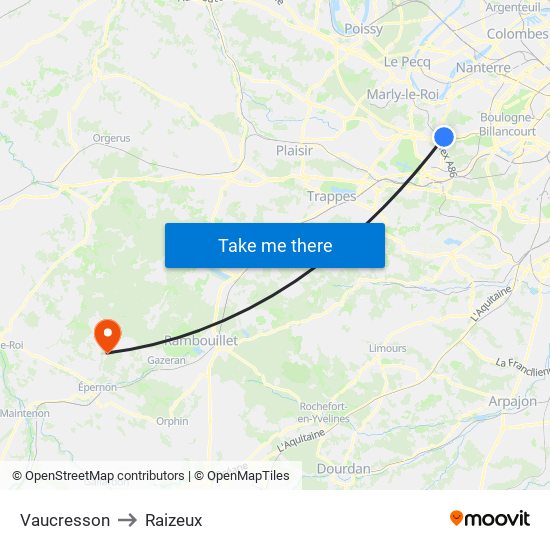 Vaucresson to Raizeux map