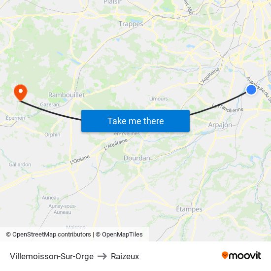 Villemoisson-Sur-Orge to Raizeux map