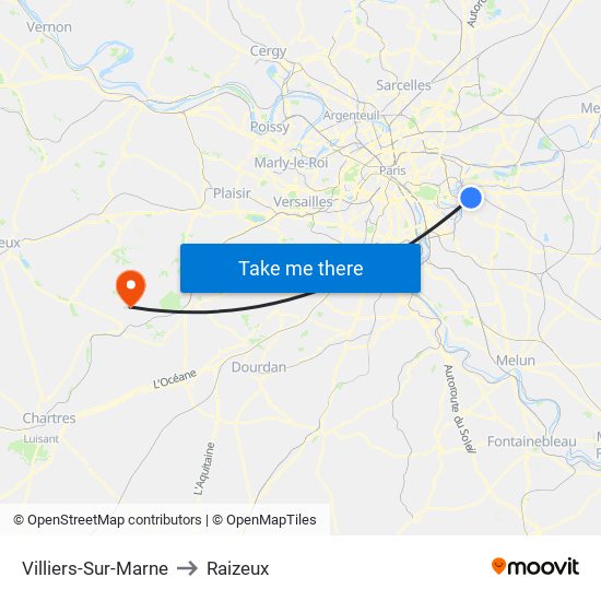 Villiers-Sur-Marne to Raizeux map