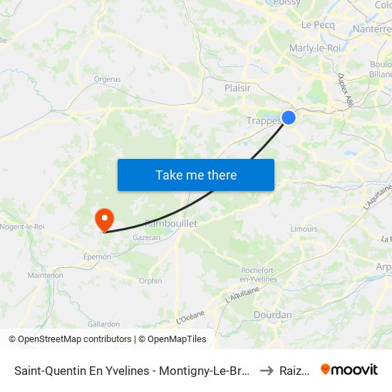 Saint-Quentin En Yvelines - Montigny-Le-Bretonneux to Raizeux map