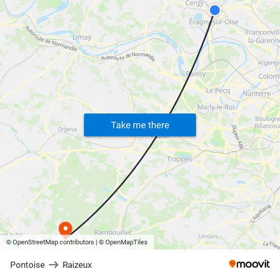Pontoise to Raizeux map