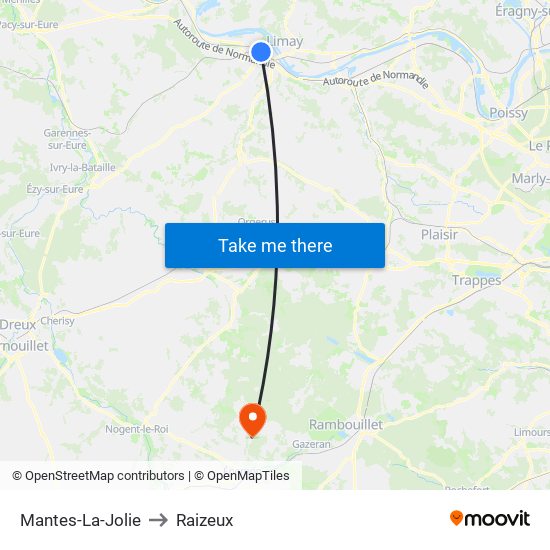 Mantes-La-Jolie to Raizeux map